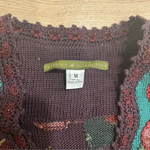 Vintage Peruvian Connection Intarsia Art to Wear Pima Cotton Sweater Vest Size M - Picture 6 of 6